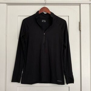 Eddie Bauer Sweatshirt Black Half Zip Thumb Holes L